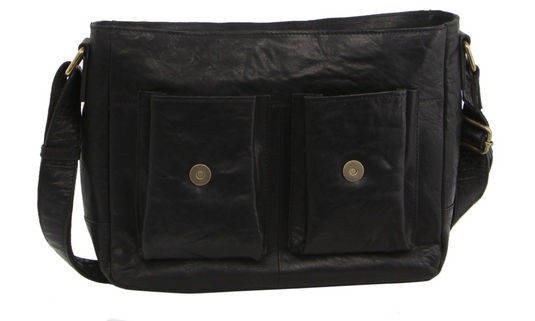 Pierre Cardin Genuine Leather 13" Laptop Computer Messenger Sling Bag Travel Business - Black-3