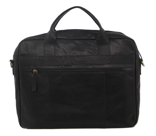 Pierre Cardin Rustic Leather 15" Laptop Computer Work Messenger Bag Travel Business - Black-2
