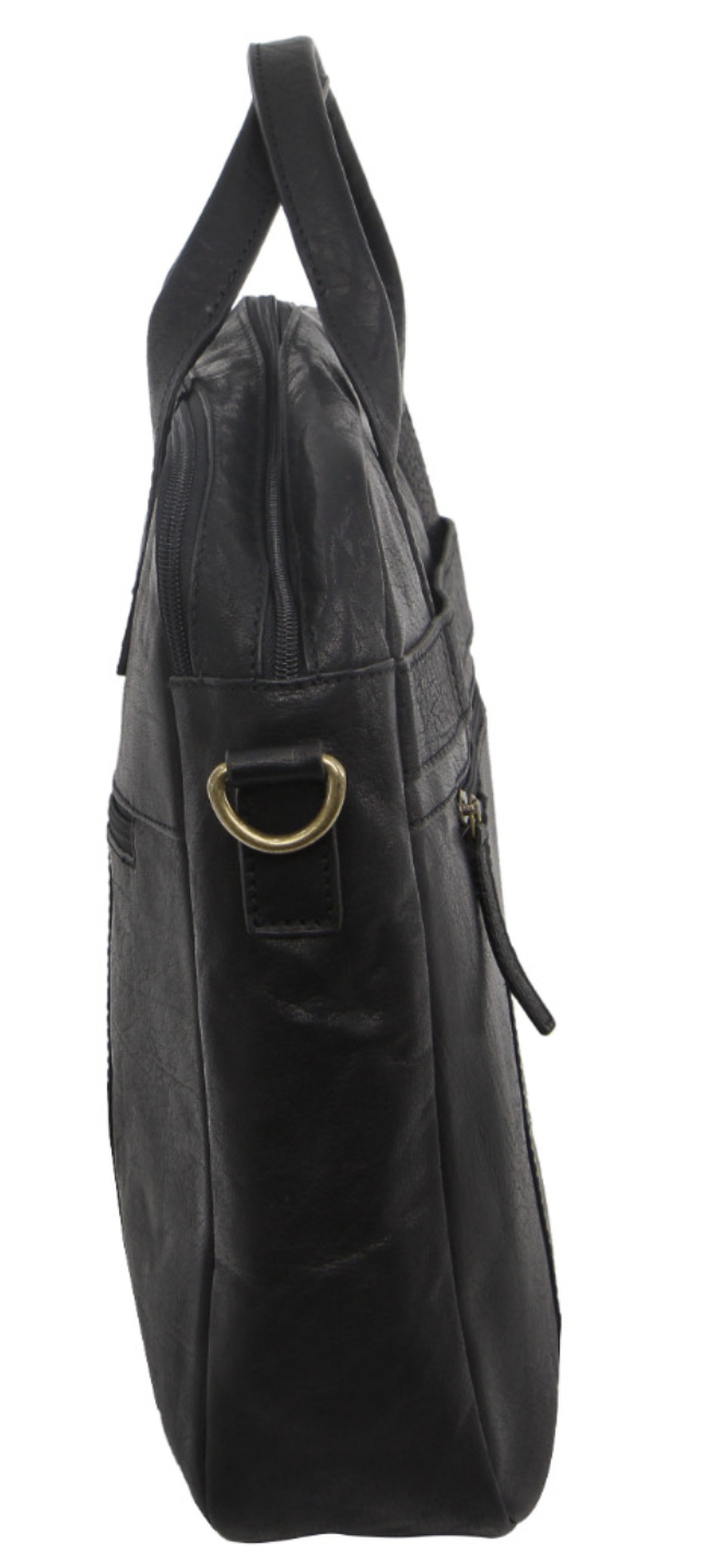 Load image into Gallery viewer, Pierre Cardin Rustic Leather 15&quot; Laptop Computer Work Messenger Bag Travel Business - Black-3
