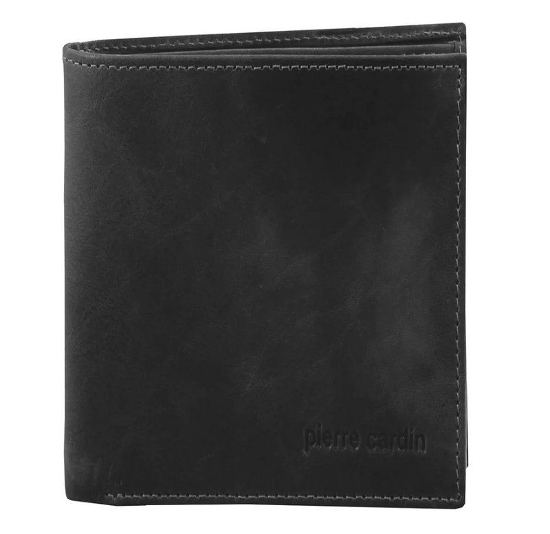 Load image into Gallery viewer, Pierre Cardin Mens Rustic RFID Leather Tri-Fold Wallet Card Holder - Black-2
