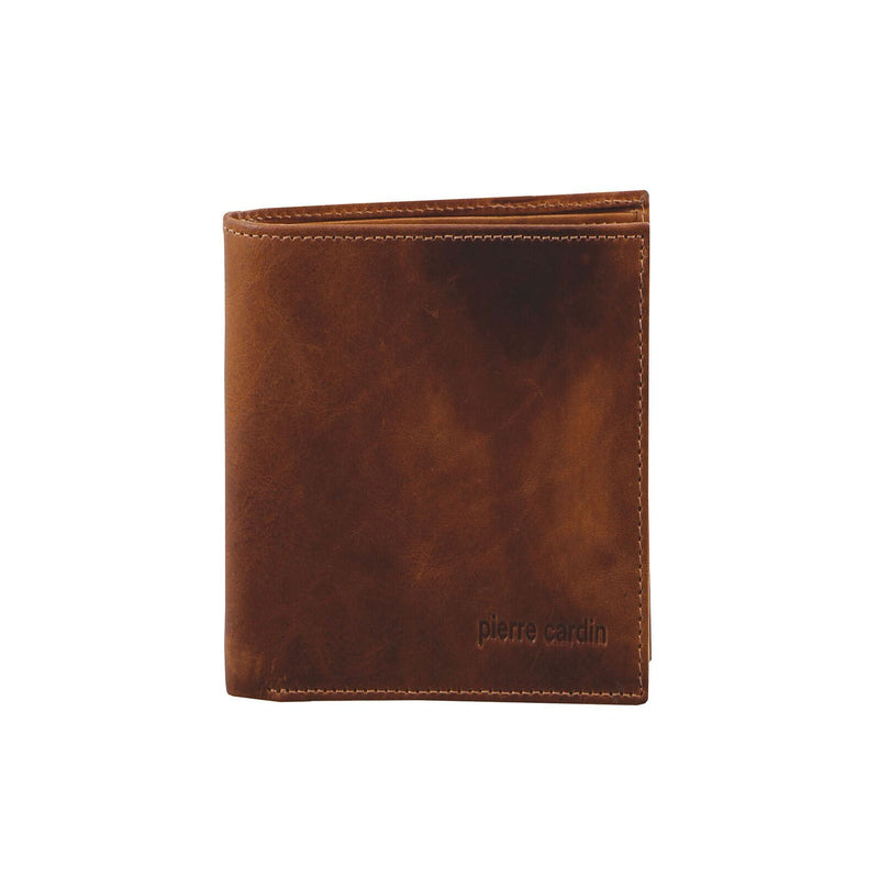 Load image into Gallery viewer, Pierre Cardin Mens Rustic Soft Leather Tri-Fold Wallet Card Holder - Chestnut-2
