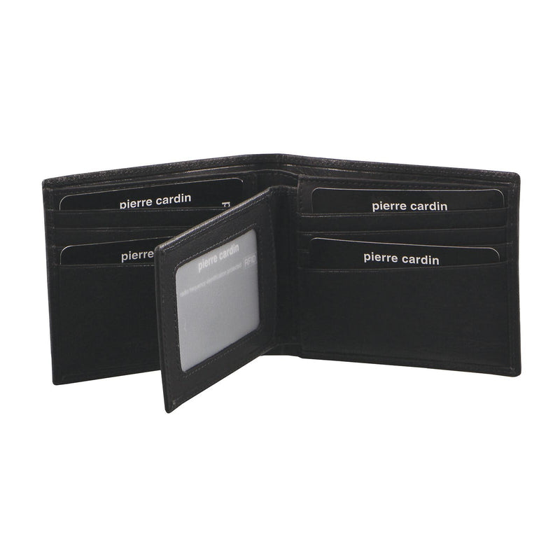 Load image into Gallery viewer, Pierre Cardin Mens Rustic Leather Bi-Fold Wallet Card Holder - Black-0
