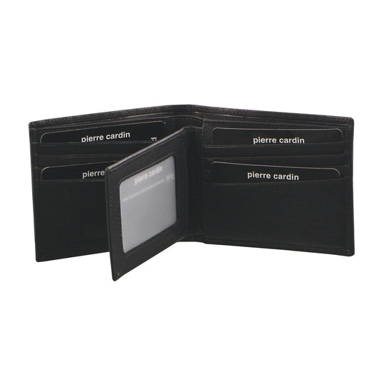 Pierre Cardin Mens Rustic Leather Bi-Fold Wallet Card Holder - Black-0