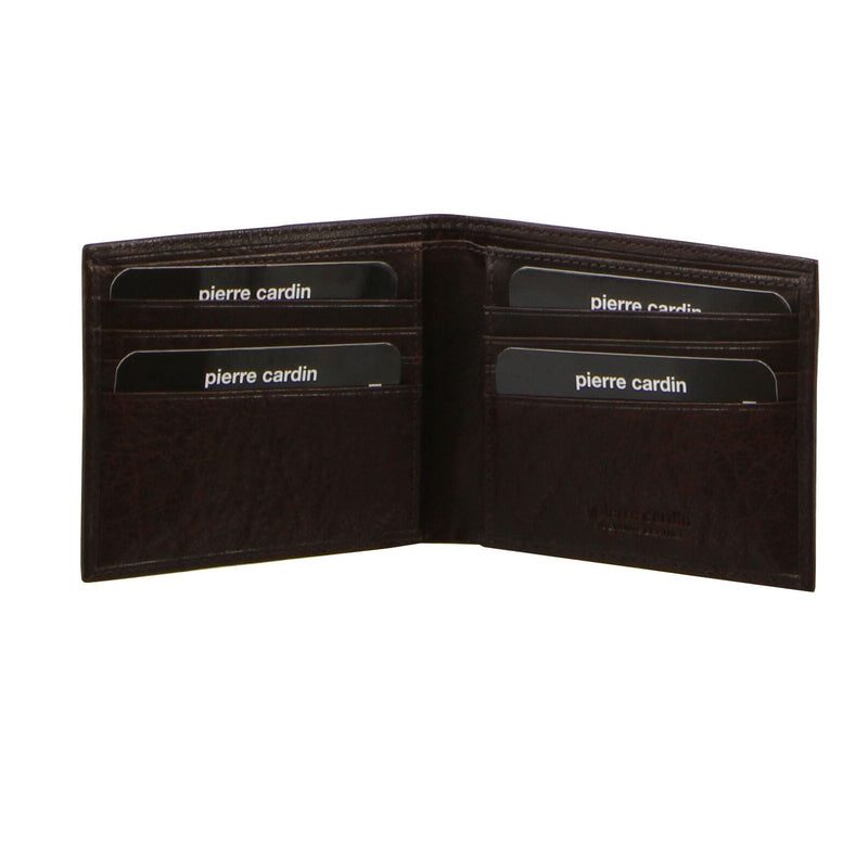 Load image into Gallery viewer, Pierre Cardin Mens Rustic Leather Bi-Fold Wallet Card Holder - Brown-0
