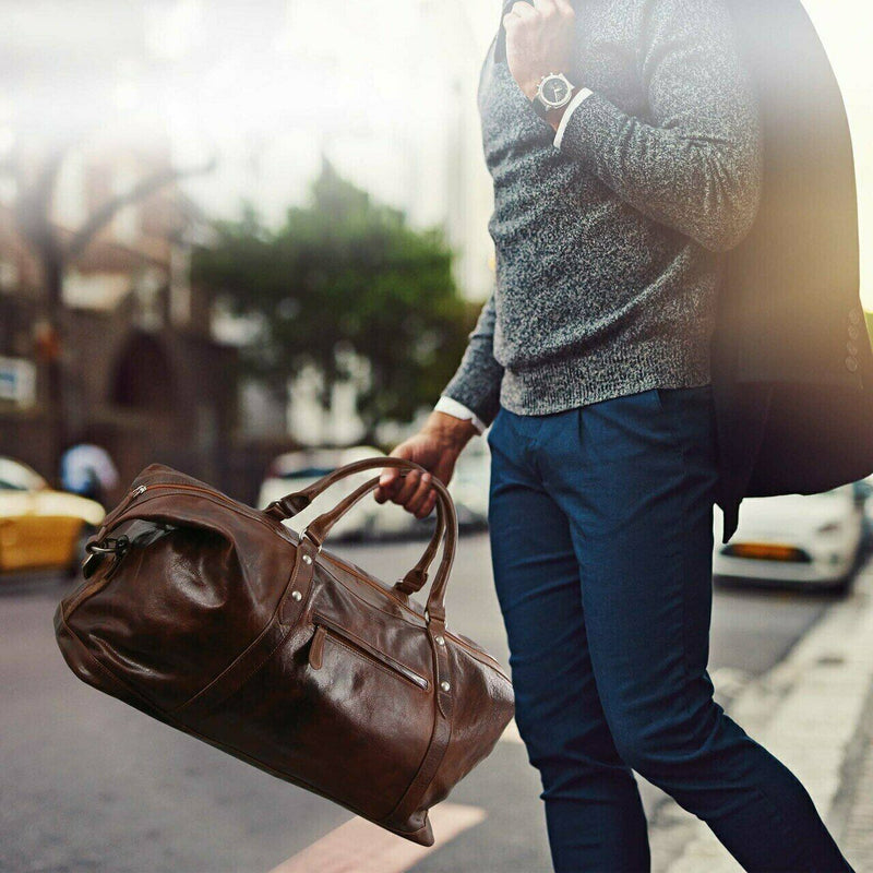 Load image into Gallery viewer, Pierre Cardin Rustic Leather Business Overnight Bag Unisex Duffle Bag Travel - Black-4

