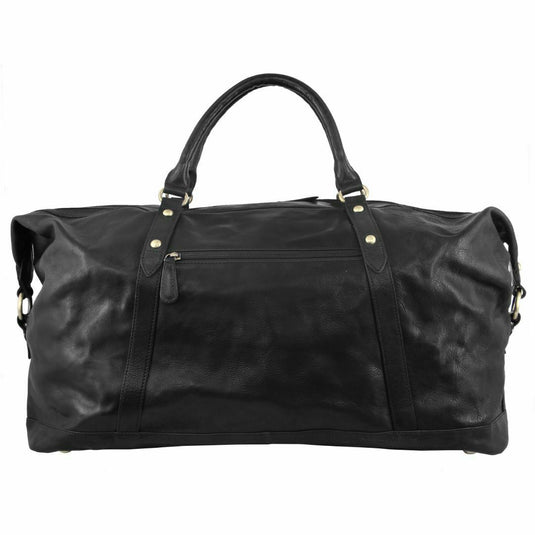 Pierre Cardin Rustic Leather Business Overnight Bag Unisex Duffle Bag Travel - Black-3