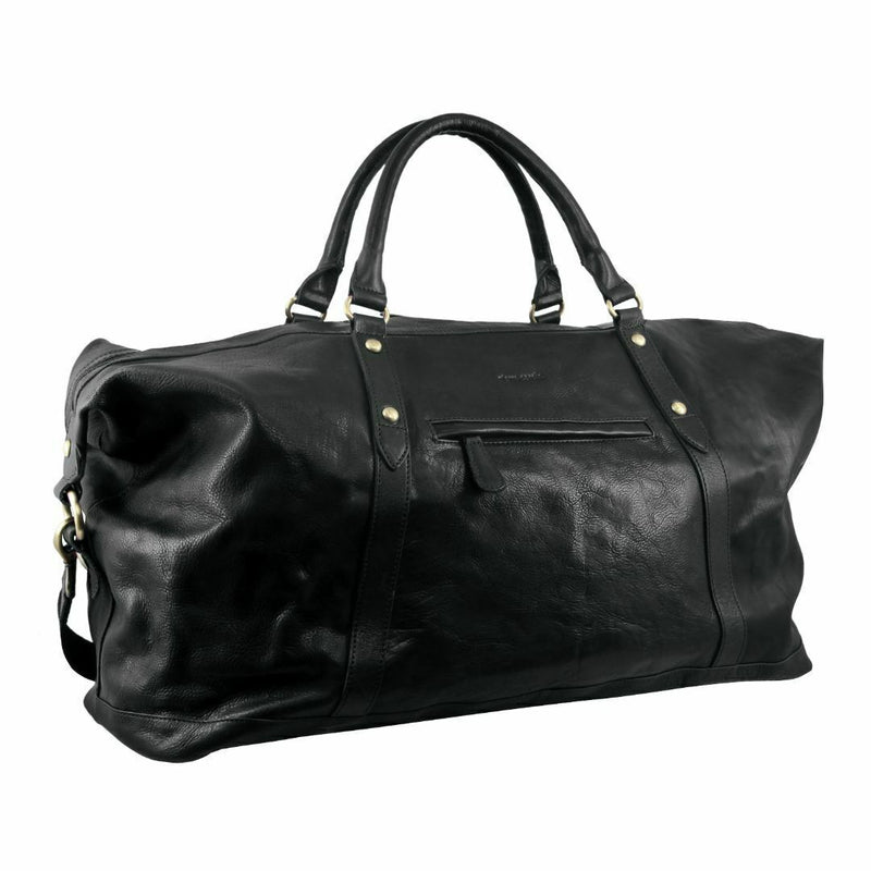 Load image into Gallery viewer, Pierre Cardin Rustic Leather Business Overnight Bag Unisex Duffle Bag Travel - Black-0
