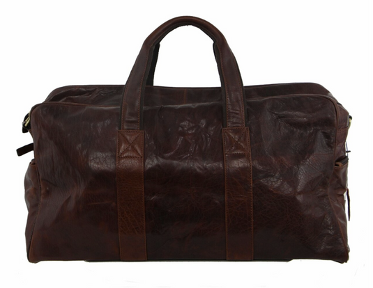 Pierre Cardin Rustic Leather Travel Bag Overnight Business - Chestnut-3