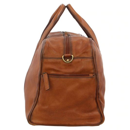 Pierre Cardin Rustic Leather Travel Bag Overnight Business - Cognac-2