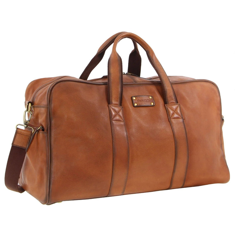 Load image into Gallery viewer, Pierre Cardin Rustic Leather Travel Bag Overnight Business - Cognac-0

