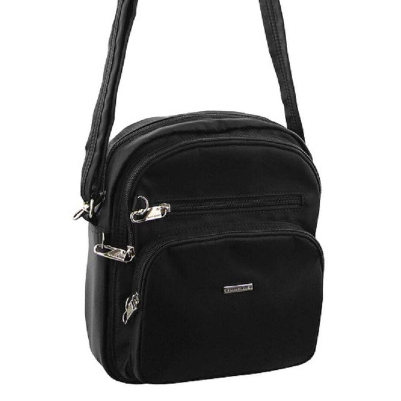 Load image into Gallery viewer, Pierre Cardin Nylon Shoulder Cross Body RFID Anti-Theft Slash Proof Bag Travel - Black-1
