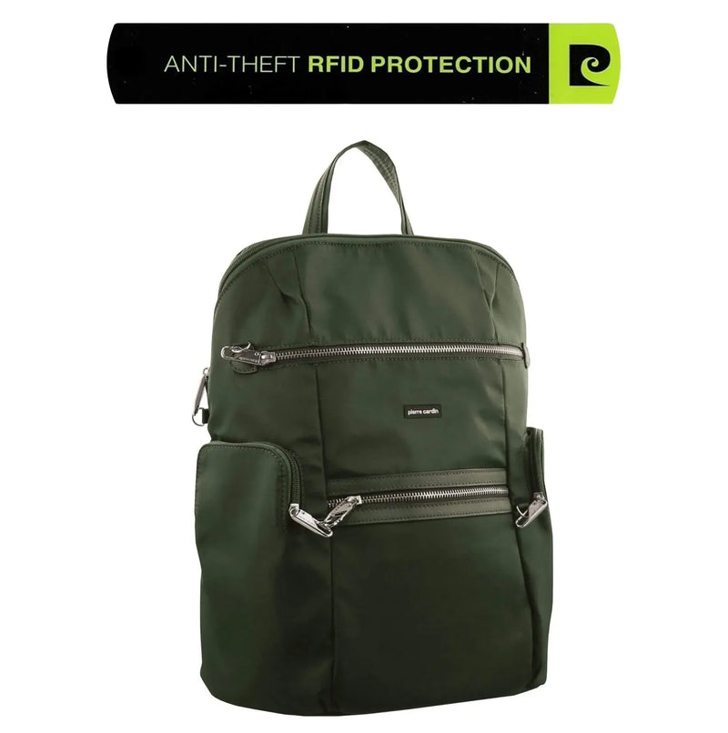 Load image into Gallery viewer, Pierre Cardin Nylon RFID Anti Theft Slash Proof Travel Backpack Bag - Olive-4
