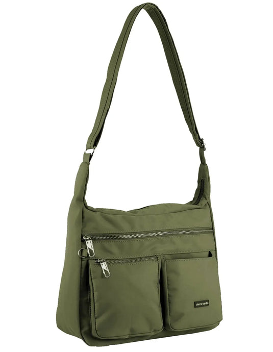 Pierre Cardin Anti-Theft Cross Body Bag RFID Slash Proof Travel - Olive-1