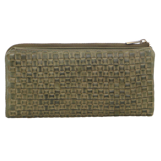 Pierre Cardin Womens Soft Rustic Leather Wallet Coin RFID Purse - Olive-2