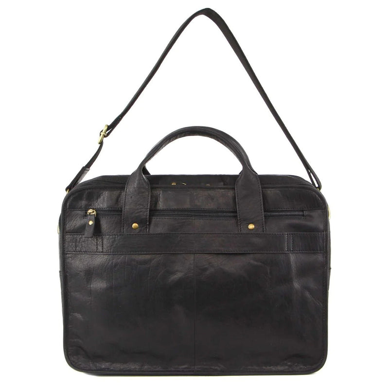 Load image into Gallery viewer, Pierre Cardin Rustic Leather 15" Laptop Computer Messenger Bag - Black-3
