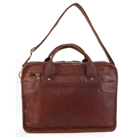Pierre Cardin Rustic Leather 15" Laptop Computer Messenger Bag - Chestnut-3