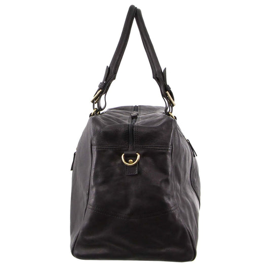 Pierre Cardin Rustic Leather Travel Business Trip Bag Overnight - Black-2