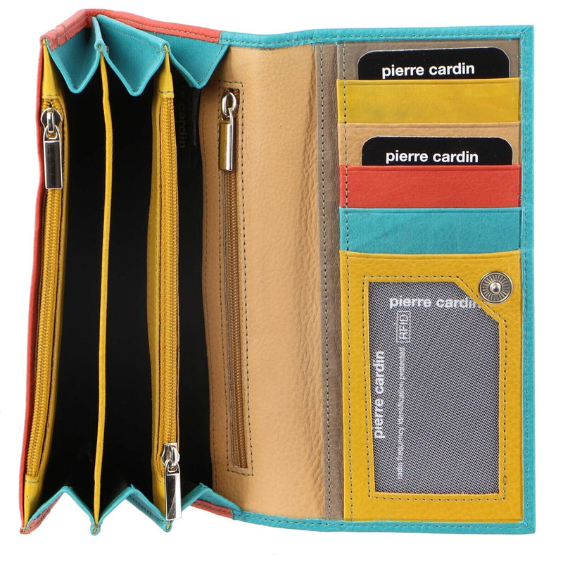 Load image into Gallery viewer, Pierre Cardin Italian Genuine Leather Ladies Wallet - Turquoise/Orange-0
