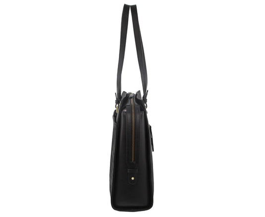 Pierre Cardin Unisex Croc-Embossed Leather Business 15" Laptop Computer Bag - Black-2