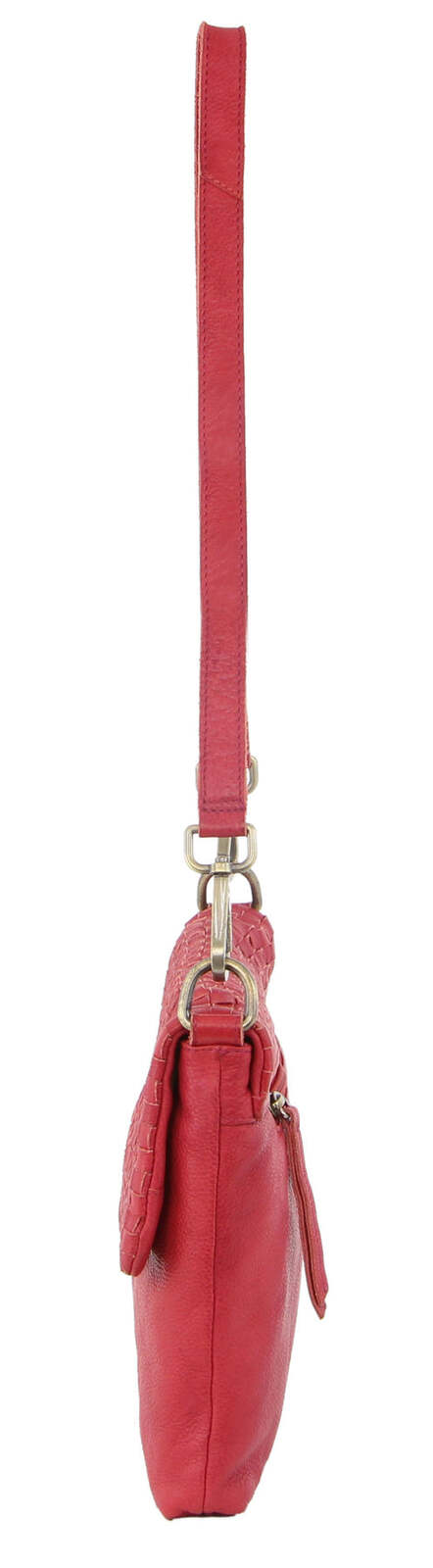 Load image into Gallery viewer, Pierre Cardin Womens Woven Leather Flap Cross-Body Bag/Clutch - Red-4
