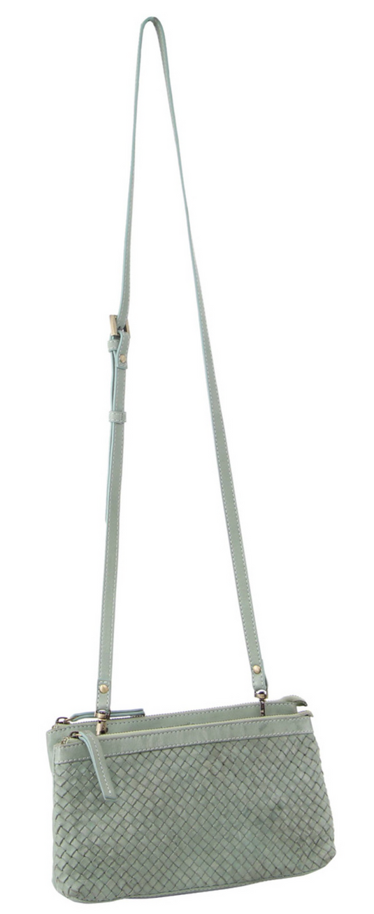Pierre Cardin Woven Ladies Crossbody/Clutch Bag - Mint-2