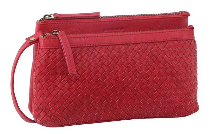 Load image into Gallery viewer, Pierre Cardin Woven Ladies Crossbody/ Clutch Bag - Red-0
