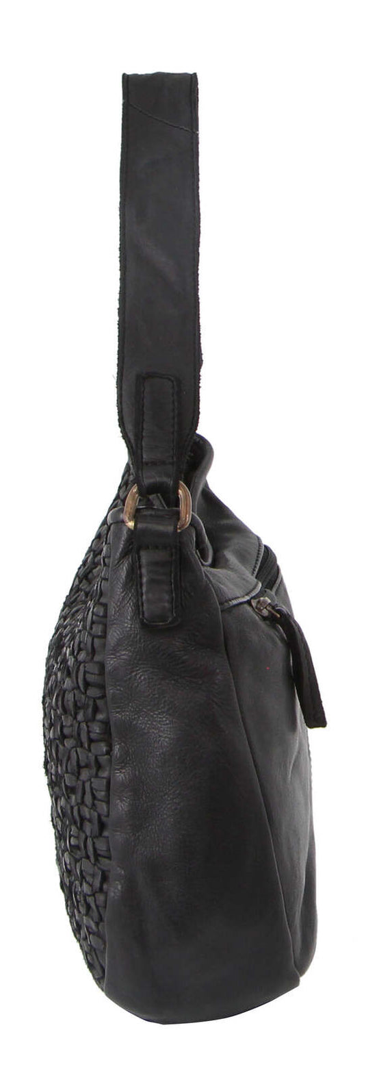 Pierre Cardin Woven Leather Ladies Cross-Body Bag - Black-3