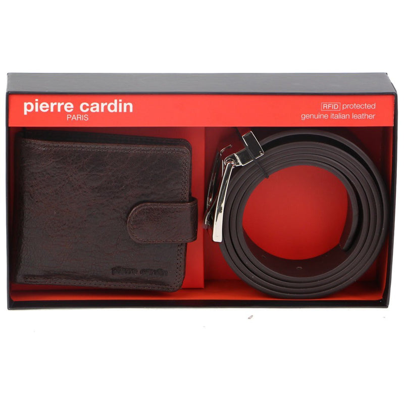 Load image into Gallery viewer, Pierre Cardin Mens RFID Leather Wallet &amp; Belt Gift Set Fathers Day - Chestnut-1
