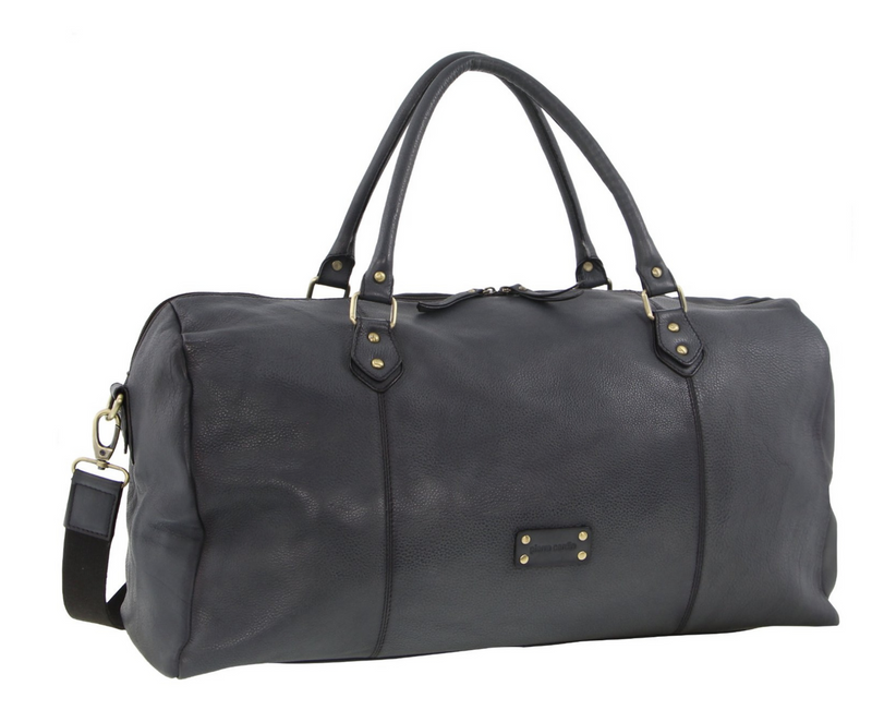 Load image into Gallery viewer, Pierre Cardin Smooth Leather Overnight Bag Luggage Weekend Duffle - Black-1
