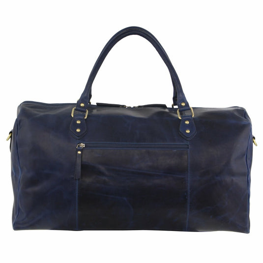 Pierre Cardin Smooth Leather Overnight Bag Luggage Weekend Duffle - Midnight-3
