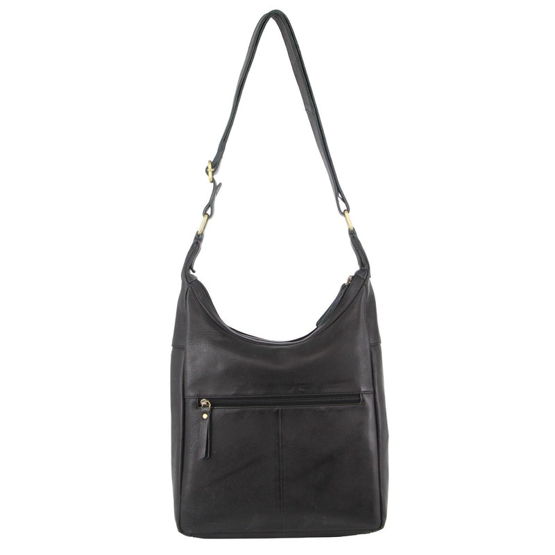 Load image into Gallery viewer, Pierre Cardin Womens Large Leather Multi Zip Perforated Cross-Body Bag - Black-3
