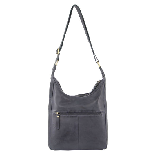 Pierre Cardin Womens Large Leather Multi Zip Perforated Cross-Body Bag - Teal-3