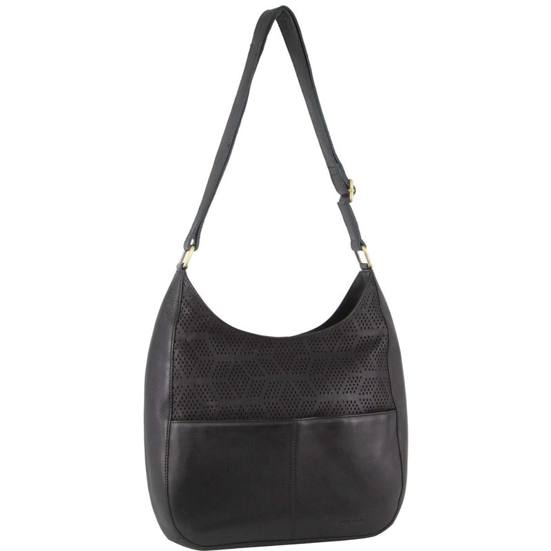 Load image into Gallery viewer, Pierre Cardin Womens Italian Leather Bag Perforated Cross Body Travel - Black-0
