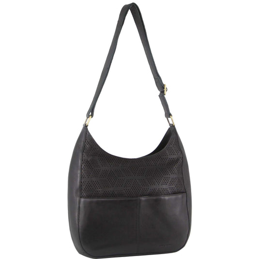 Pierre Cardin Womens Italian Leather Bag Perforated Cross Body Travel - Black-1