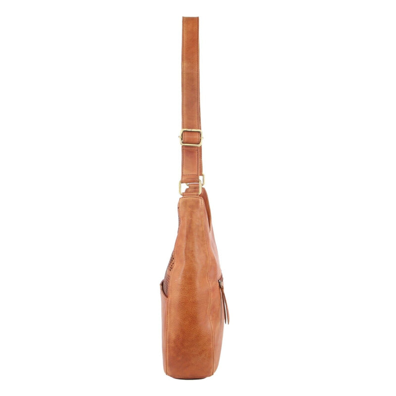 Load image into Gallery viewer, Pierre Cardin Womens Leather Perforated Cross-Body Bag - Cognac-2
