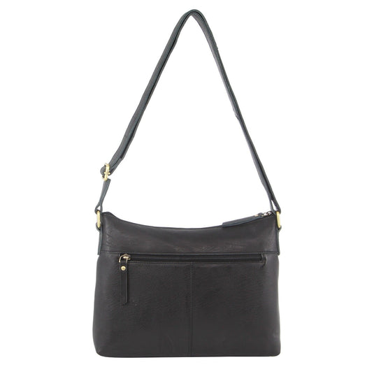 Pierre Cardin Womens Leather Perforated Cross-Body Bag with stud Detailing - Black-3