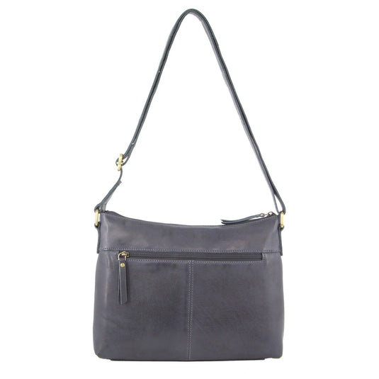 Pierre Cardin Womens Leather Perforated Cross-Body Bag with stud Detailing - Teal-3