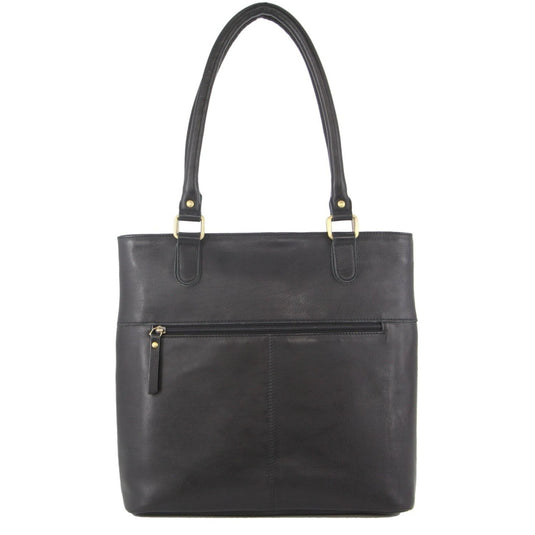 Pierre Cardin Womens Leather Perforated Shoulder Bag with stud Detailing - Black-3