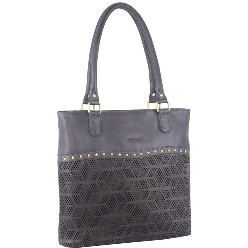 Load image into Gallery viewer, Pierre Cardin Womens Leather Perforated Shoulder Bag with stud Detailing - Teal-0
