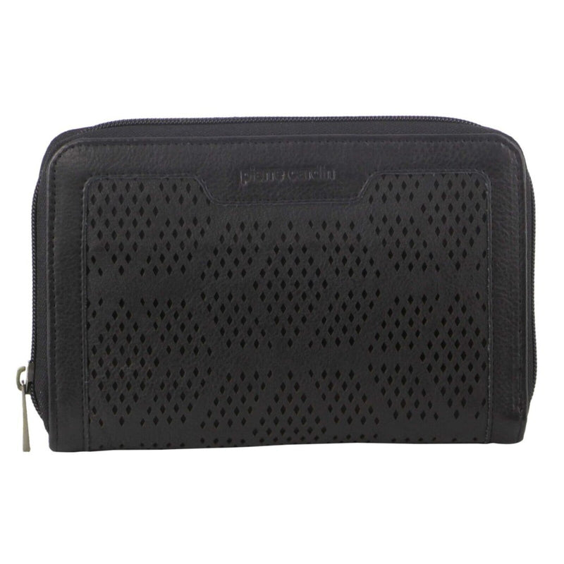 Load image into Gallery viewer, Pierre Cardin Perforated Leather Ladies Zip Around Wallet - Black-2
