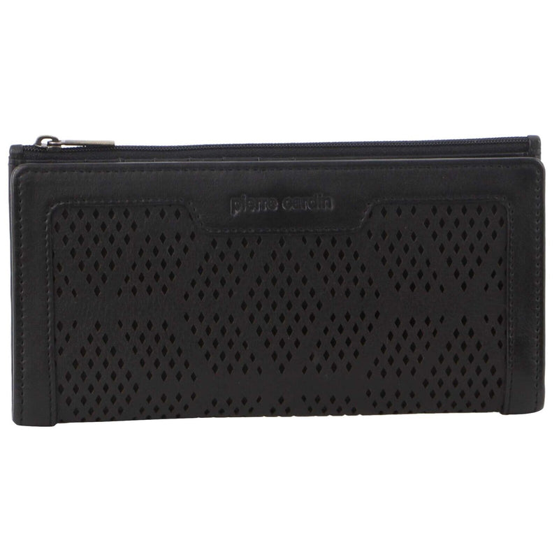 Load image into Gallery viewer, Pierre Cardin Perforated Leather Ladies Handy Travel Wallet - Black-2
