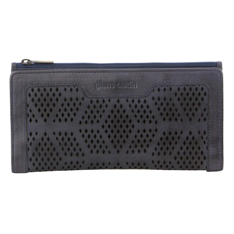 Load image into Gallery viewer, Pierre Cardin Perforated Leather Ladies Handy Travel Wallet - Teal-2
