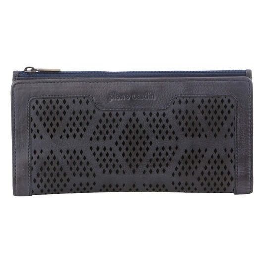 Pierre Cardin Perforated Leather Ladies Handy Travel Wallet - Teal-2