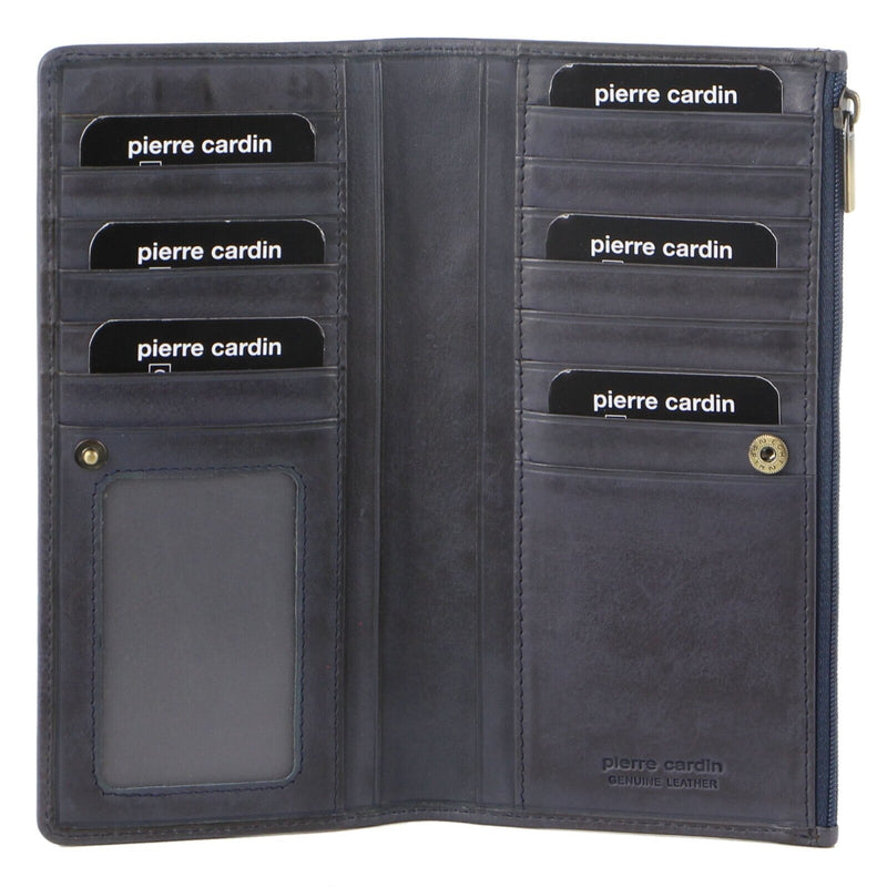 Load image into Gallery viewer, Pierre Cardin Perforated Leather Ladies Handy Travel Wallet - Teal-0
