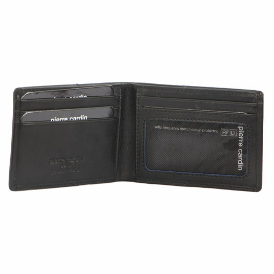 Pierre Cardin Mens Soft Italian Leather Slimline Bi-Fold Wallet - Black-2