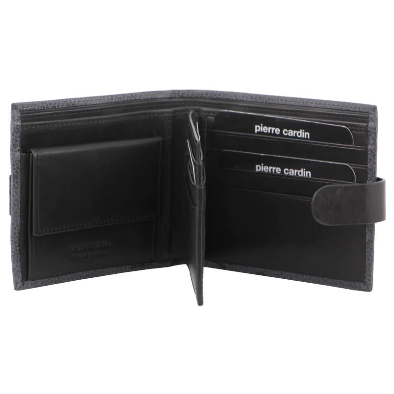 Load image into Gallery viewer, Pierre Cardin Mens RFID Woven-Embossed Leather Tab Wallet - Black-2
