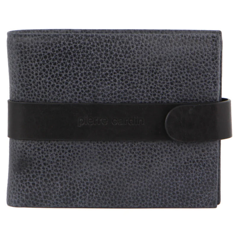 Load image into Gallery viewer, Pierre Cardin Mens RFID Woven-Embossed Leather Tab Wallet - Black-1
