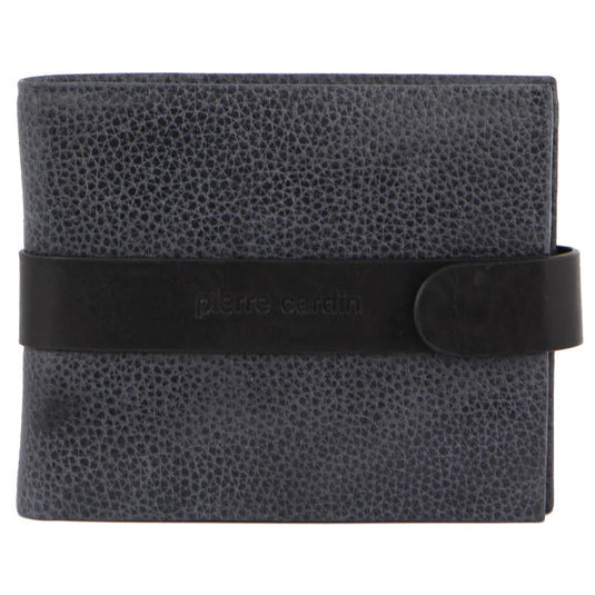Pierre Cardin Mens RFID Woven-Embossed Leather Tab Wallet - Black-0