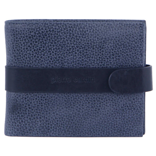 Pierre Cardin Mens RFID Woven-Embossed Leather Tab Wallet - Navy-0