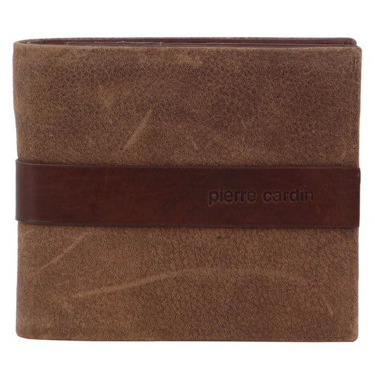 Pierre Cardin Mens Rustic Leather Bi-Fold Business Card Wallet - Brown-1